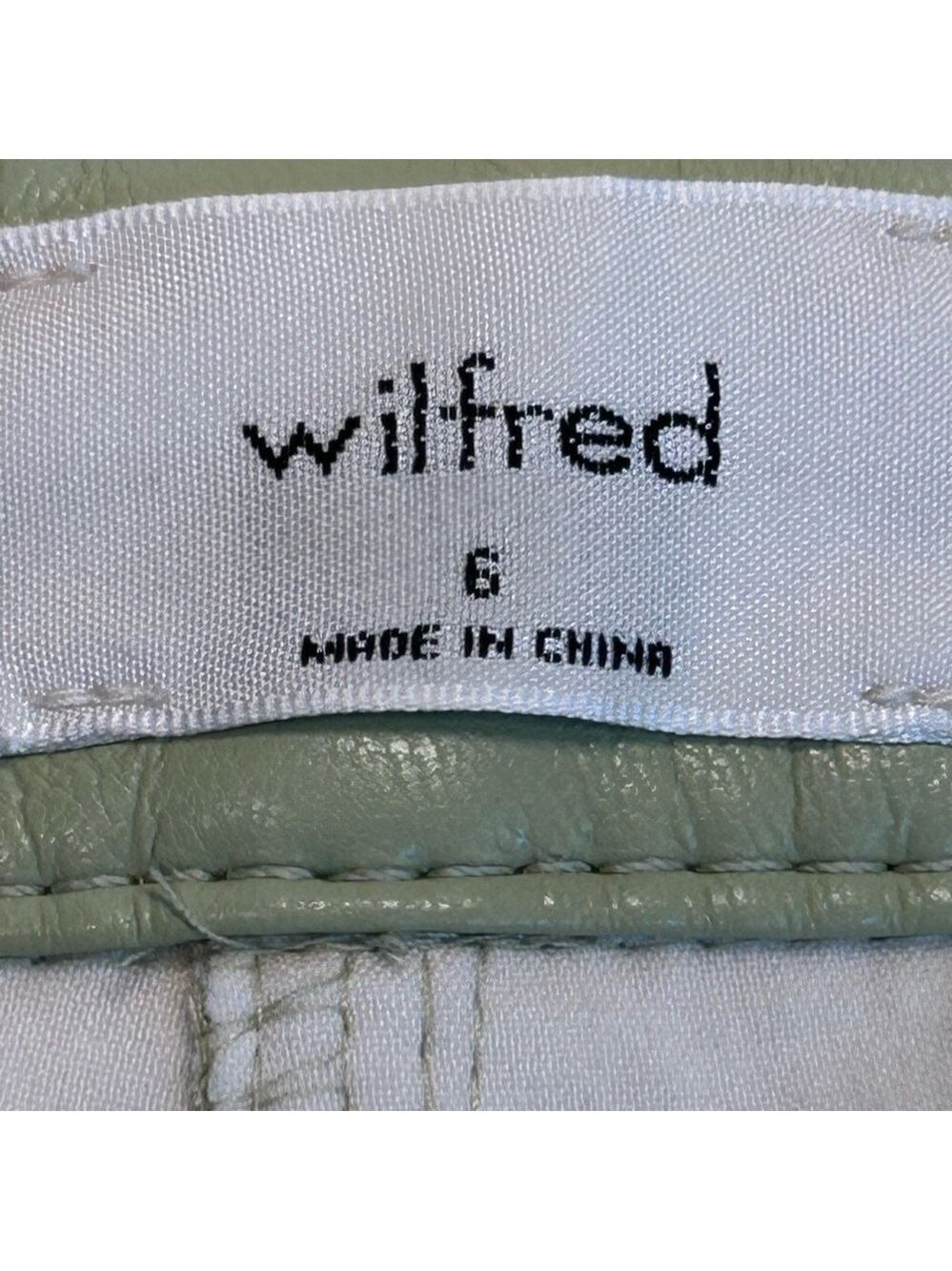 Aritzia Wilfred light green Melina pants faux leather pleather vegan Sz 6 - Picture 8 of 11